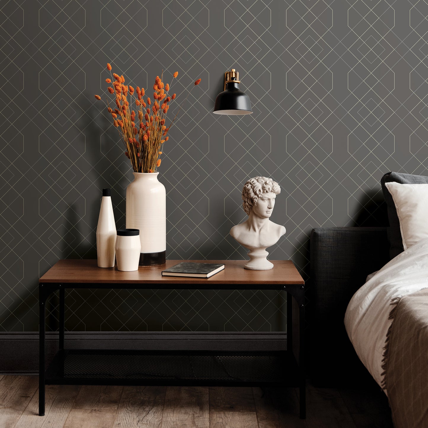 Shop 2964-25912 Scott Living Ballard Grey Geometric Grey A-Street Prints Wallpaper