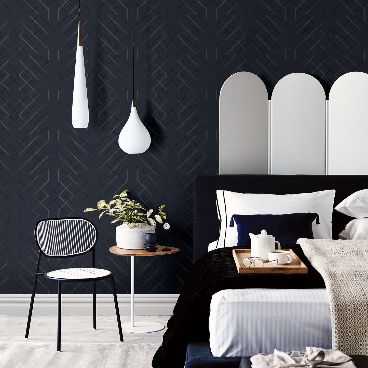 Buy 2964-25913 Scott Living Ballard Indigo Geometric Indigo A-Street Prints Wallpaper