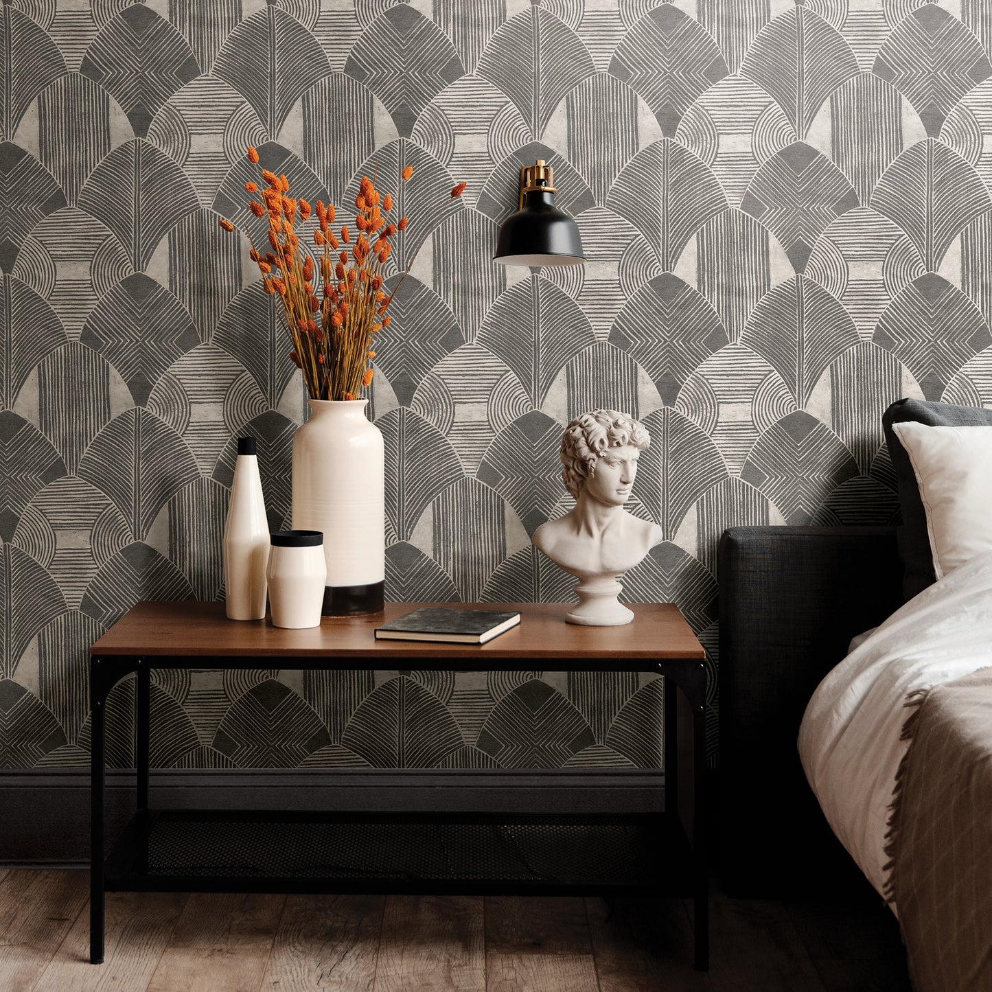 View 2964-25928 Scott Living Westport Charcoal Geometric Charcoal A-Street Prints Wallpaper