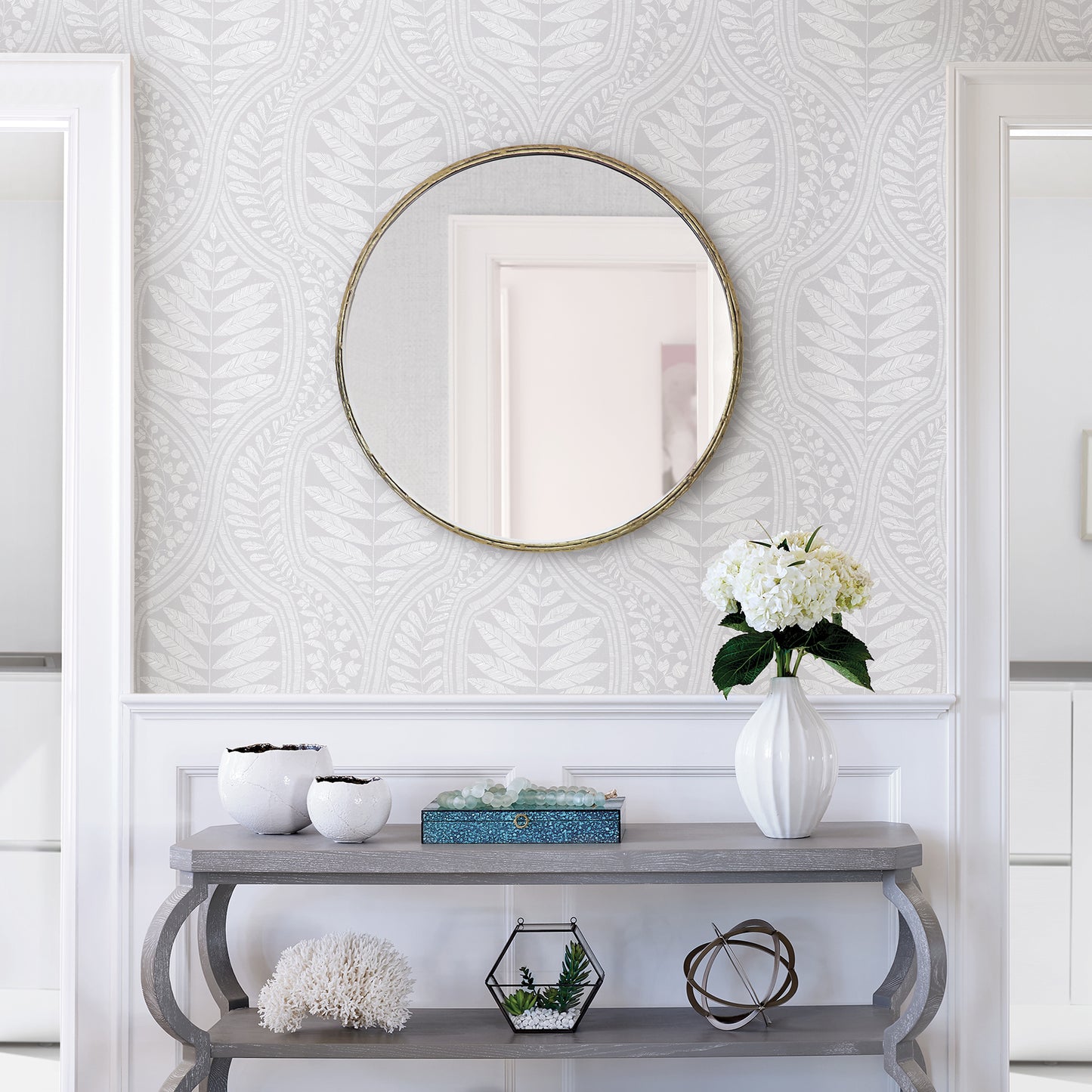 Save on 2964-25948 Scott Living Juno Light Grey Ogee Grey A-Street Prints Wallpaper