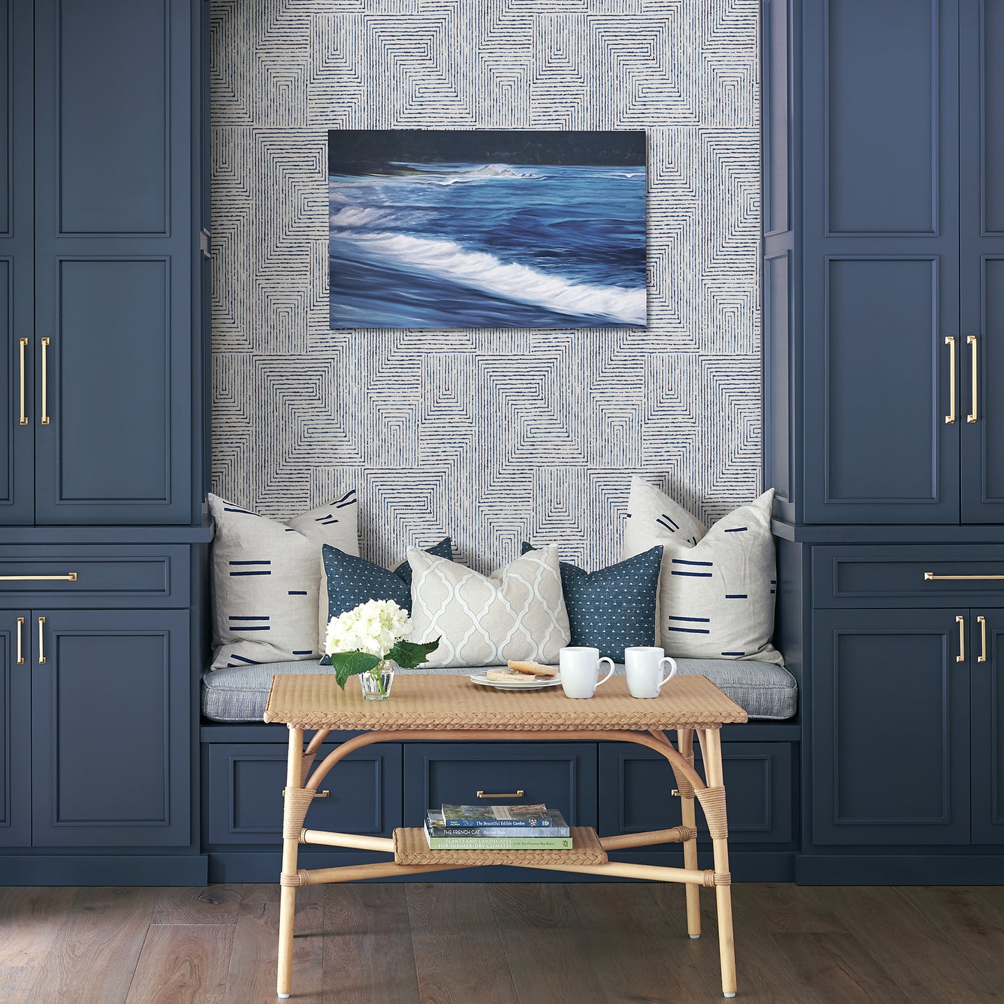 Shop 2964-25955 Scott Living Merritt Indigo Geometric Indigo A-Street Prints Wallpaper