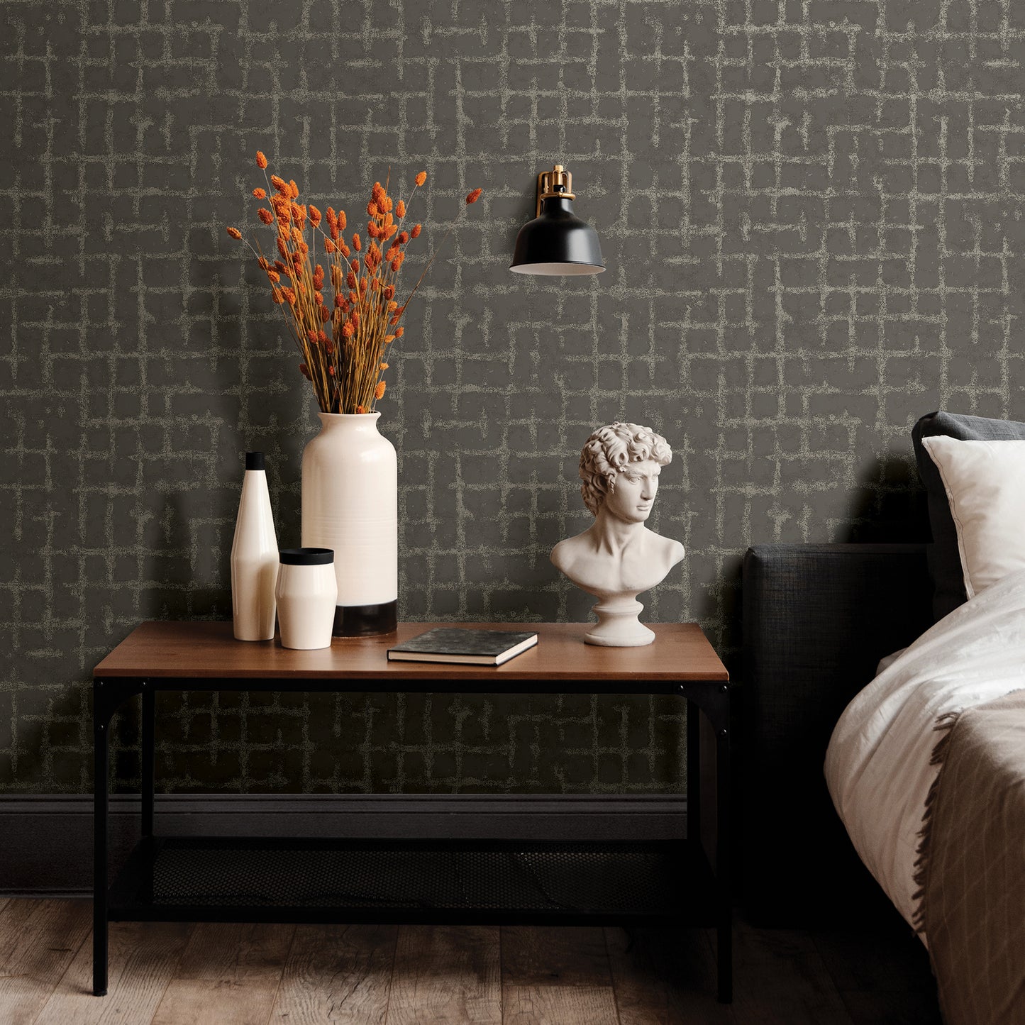 Order 2964-87349 Scott Living Shea Charcoal Distressed Geometric Charcoal A-Street Prints Wallpaper