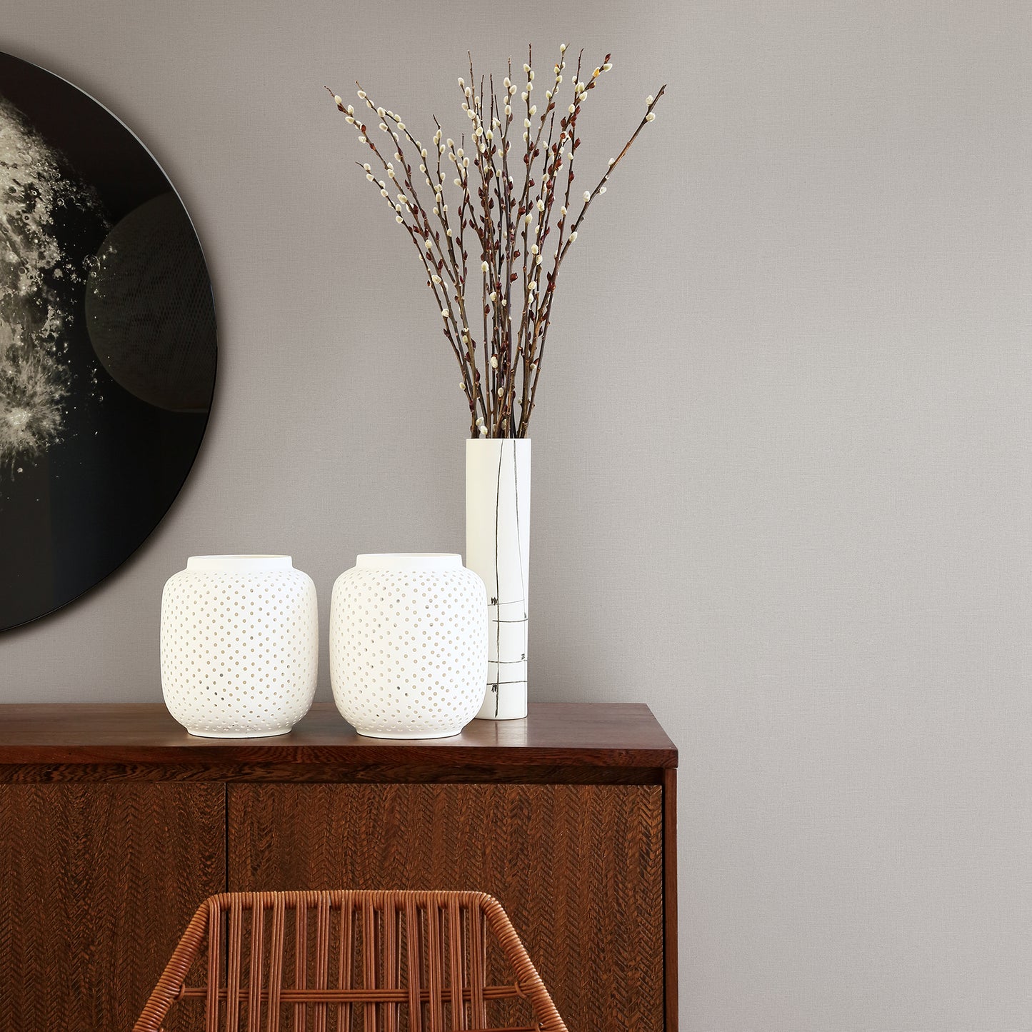 View 2971-86319 Dimensions Meade Grey Fine Weave Grey A-Street Prints Wallpaper