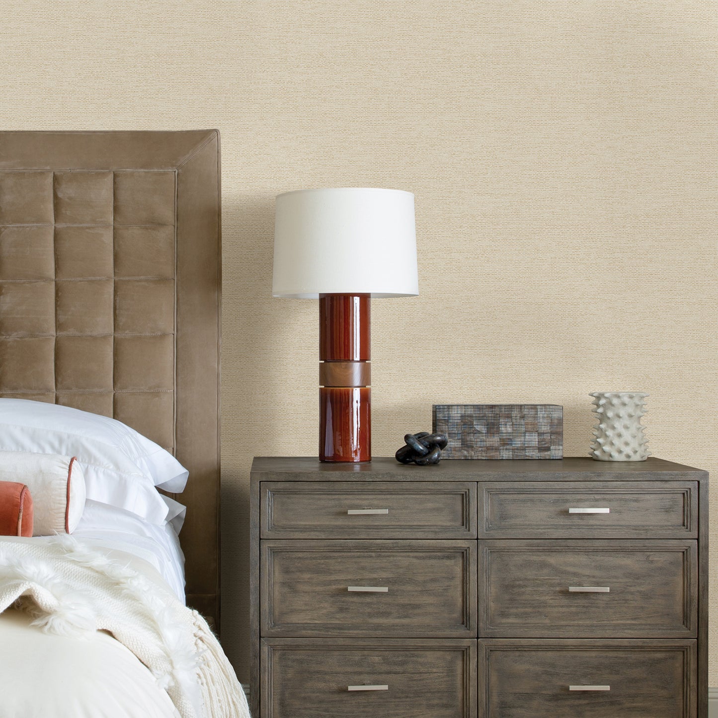 Search 2971-86355 Dimensions Jordan Cream Faux Tweed Cream A-Street Prints Wallpaper