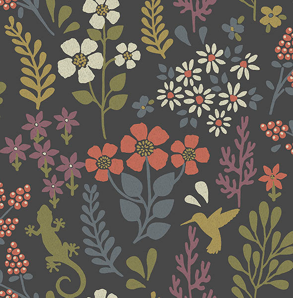 Purchase 2980-26170 Advantage Wallpaper, Karina Charcoal Meadow - Splash