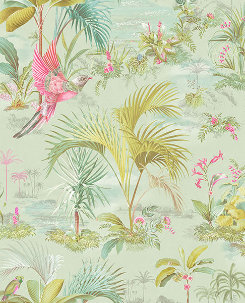 300144  Pip Studio Vol. 5, Calliope Seafoam Palm Scenes Seafoam - Eij