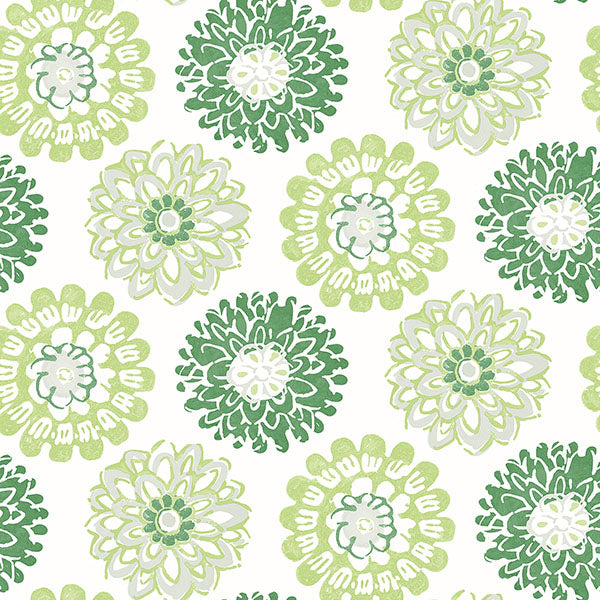 Looking 3120-13702 Sanibel Sunkissed Green Floral Green by Chesapeake Wallpaper
