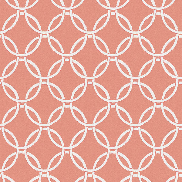 Acquire 3122-11001 Flora & Fauna Quelala Coral Ring Ogee Pink by Chesapeake Wallpaper