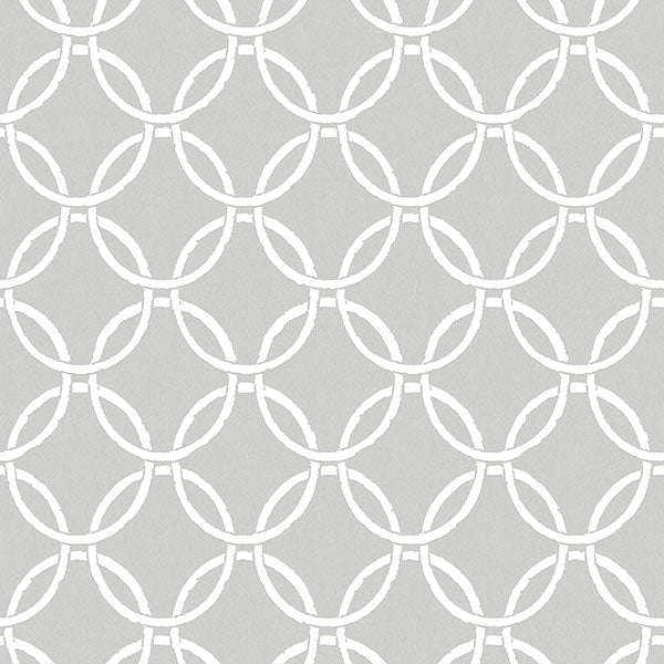 Looking 3122-11030 Flora & Fauna Quelala Grey Ring Ogee Grey by Chesapeake Wallpaper