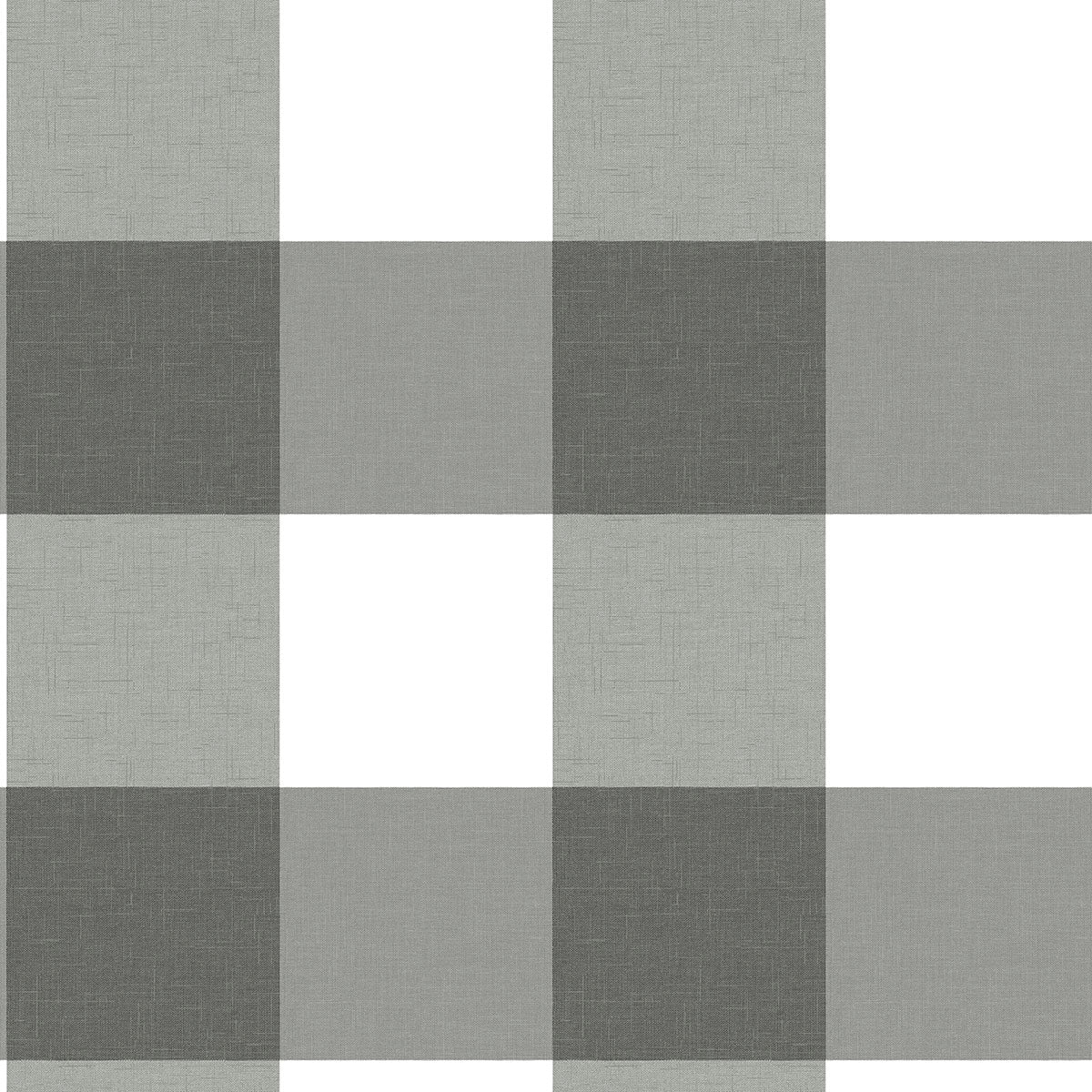 View 3123-12532 Homestead Amos Charcoal Gingham Charcoal by Chesapeake Wallpaper