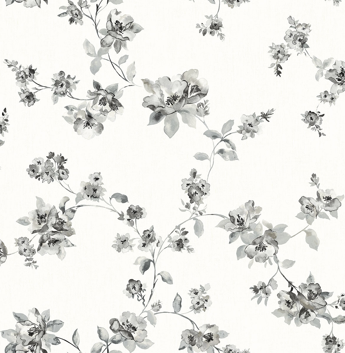 Select 3123-24482 Homestead Cyrus Charcoal Festive Floral Charcoal by Chesapeake Wallpaper