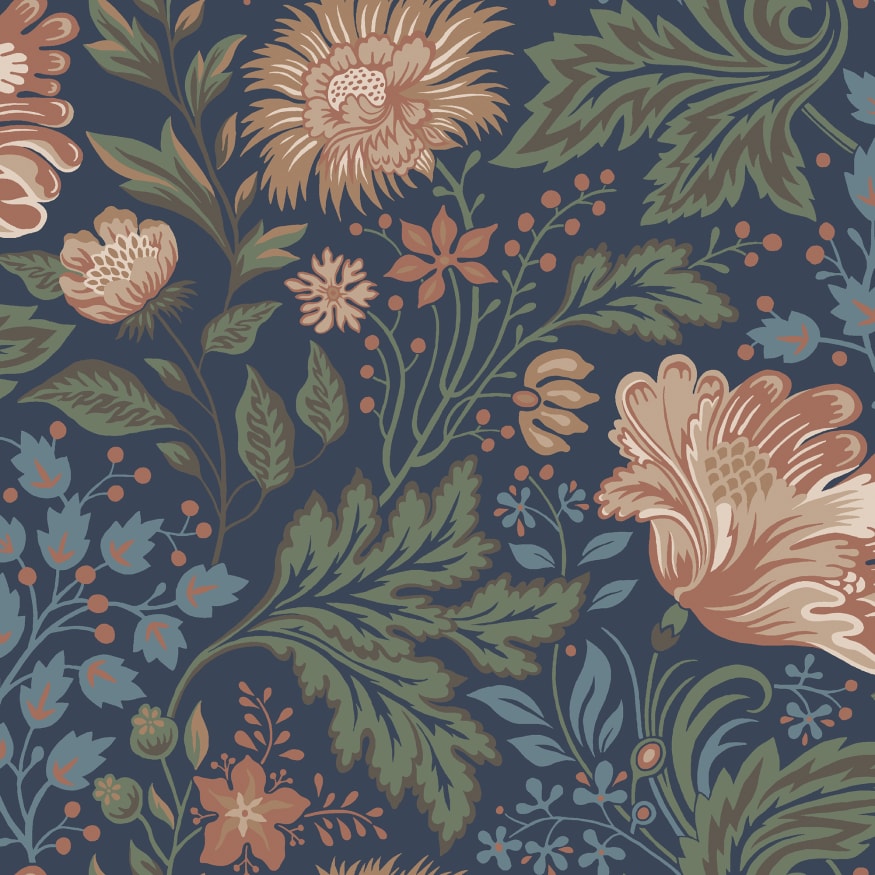 400-86 Ava classic blue,Villa Dalarö II Sandberg Wallpaper