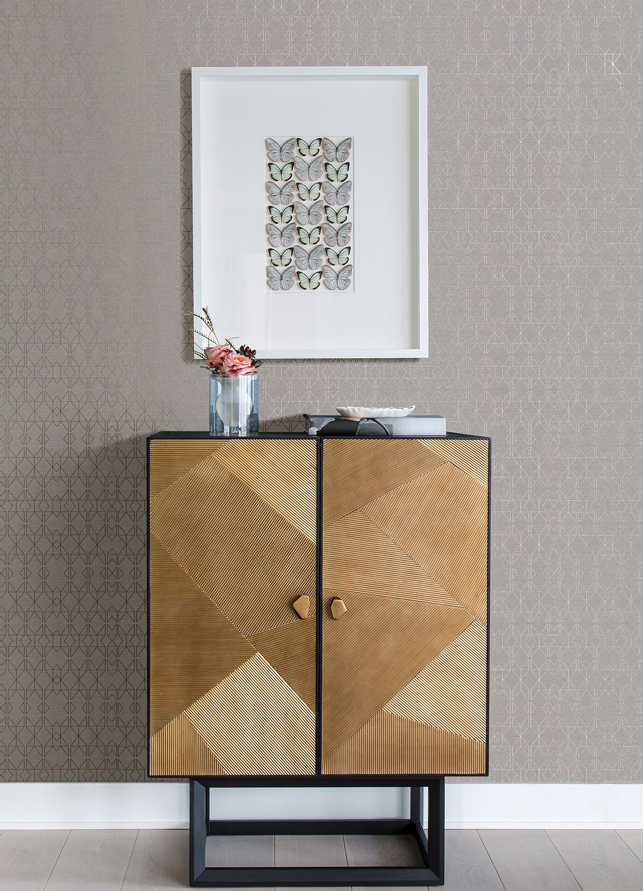 View 4019-86406 Lustre Paititi Silver Diamond Trellis Silver A-Street Prints Wallpaper