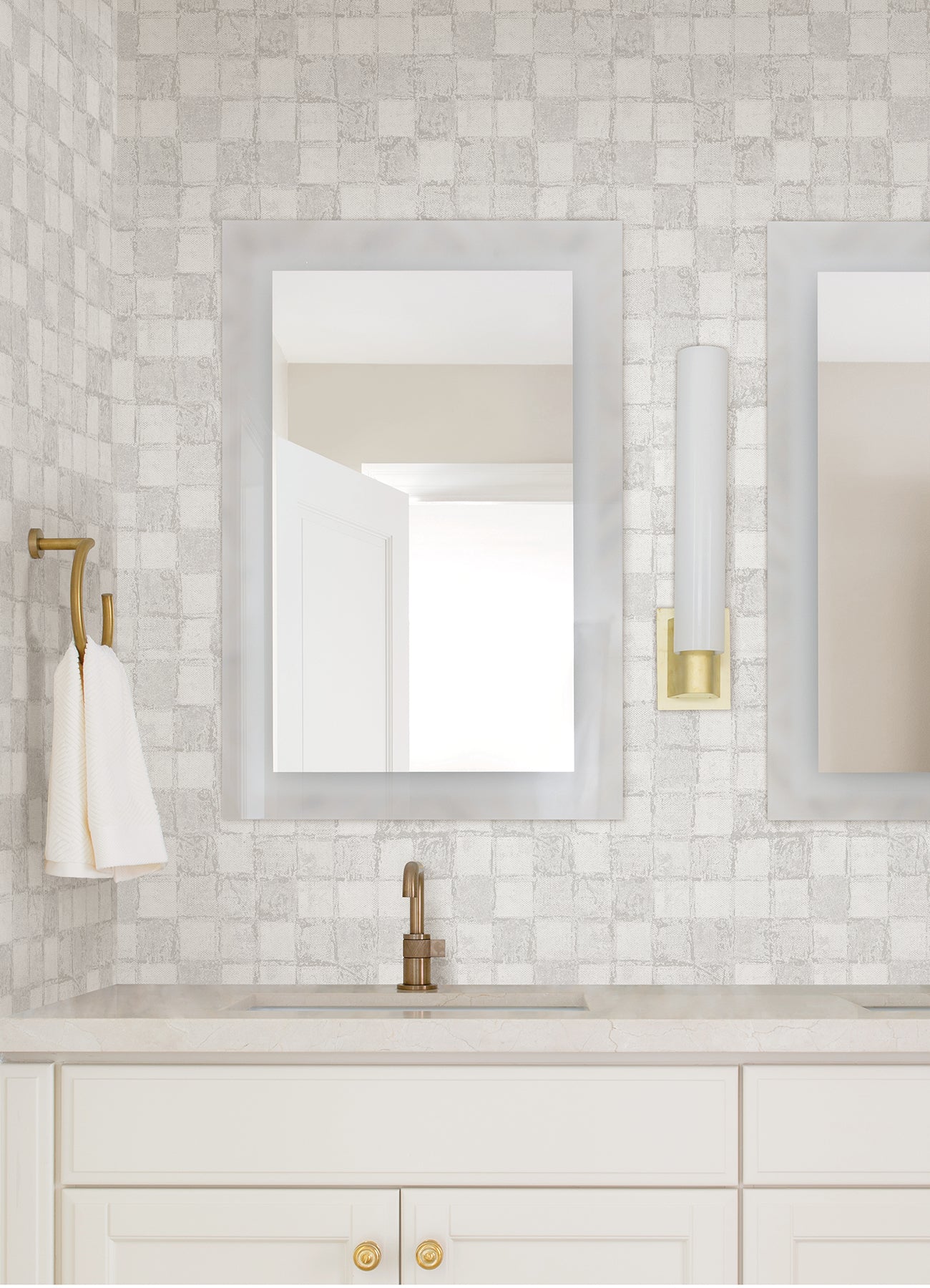 Search 4019-86419 Lustre Varak Platinum Checkerboard Platinum A-Street Prints Wallpaper