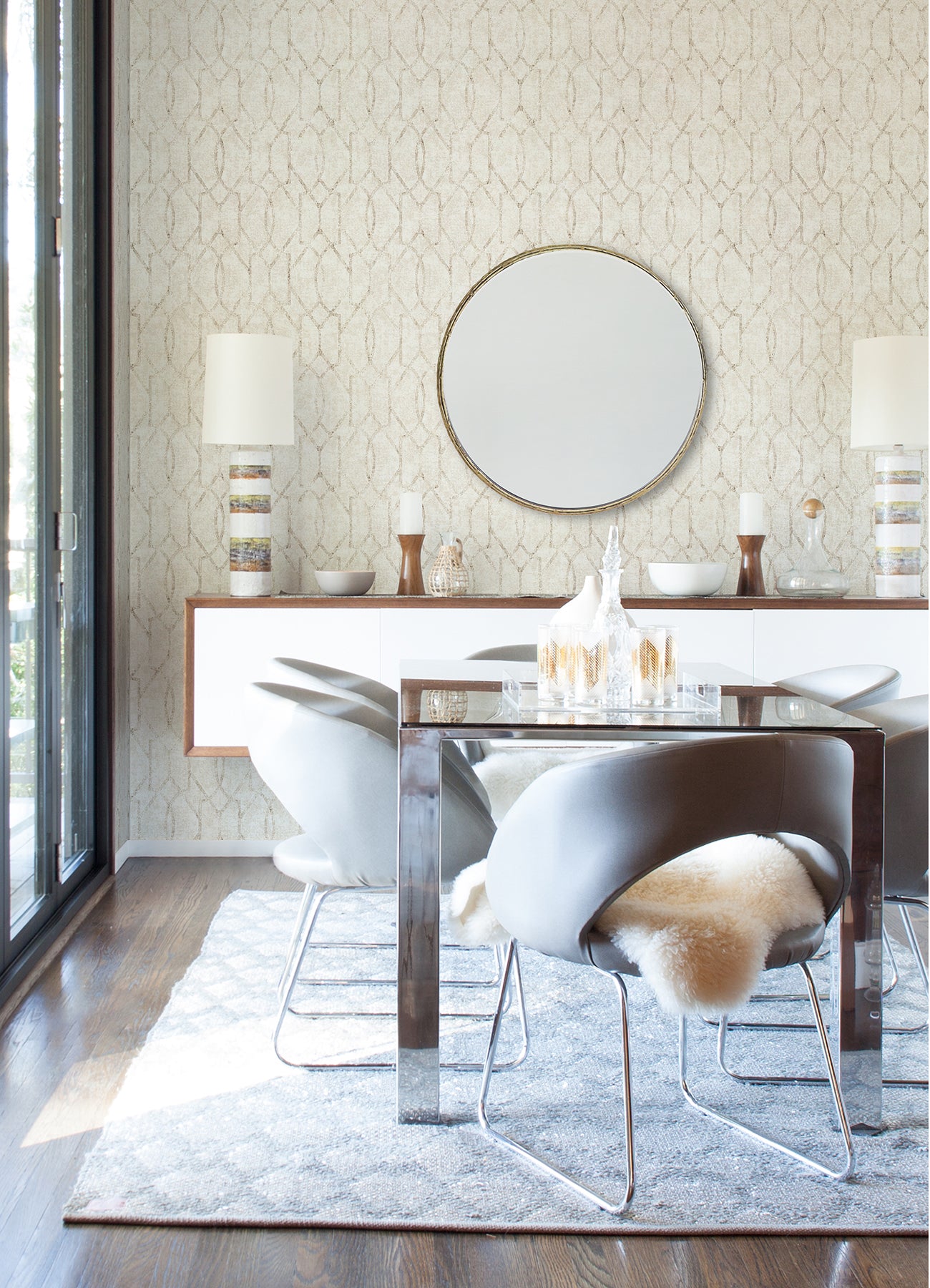 View 4019-86448 Lustre Ziva Cream Trellis Cream A-Street Prints Wallpaper