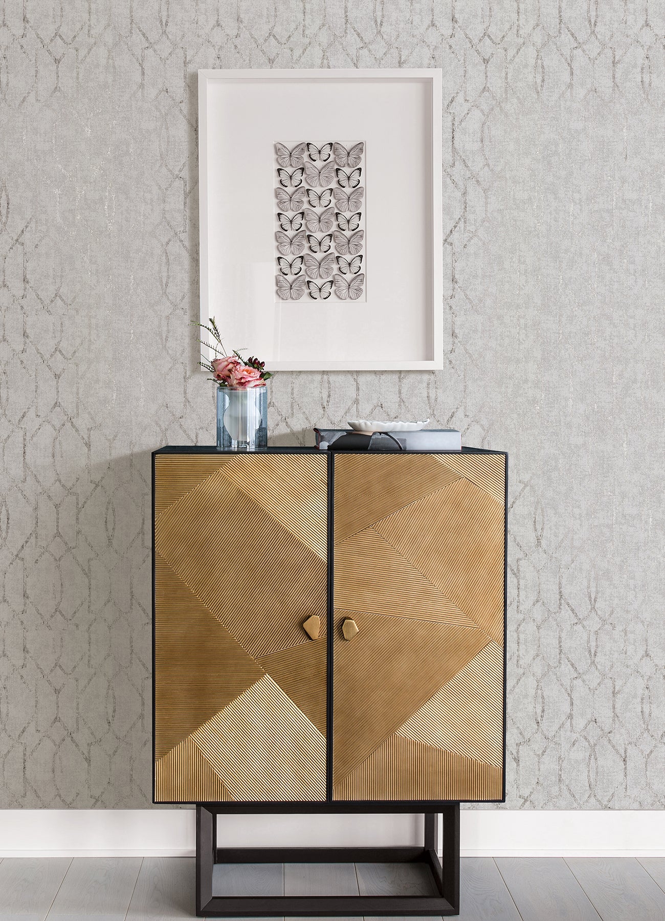 Purchase 4019-86452 Lustre Ziva Platinum Trellis Platinum A-Street Prints Wallpaper