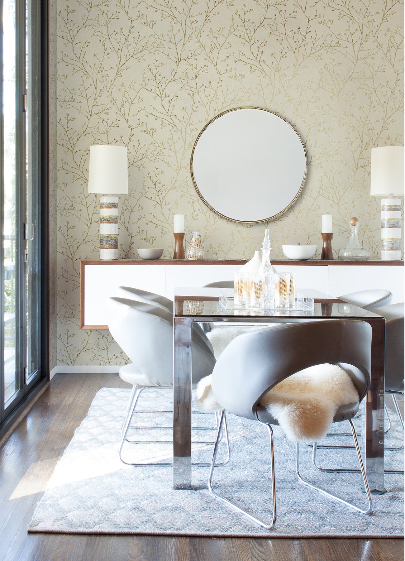 Buy 4019-86457 Lustre Koura Gold Budding Branches Gold A-Street Prints Wallpaper