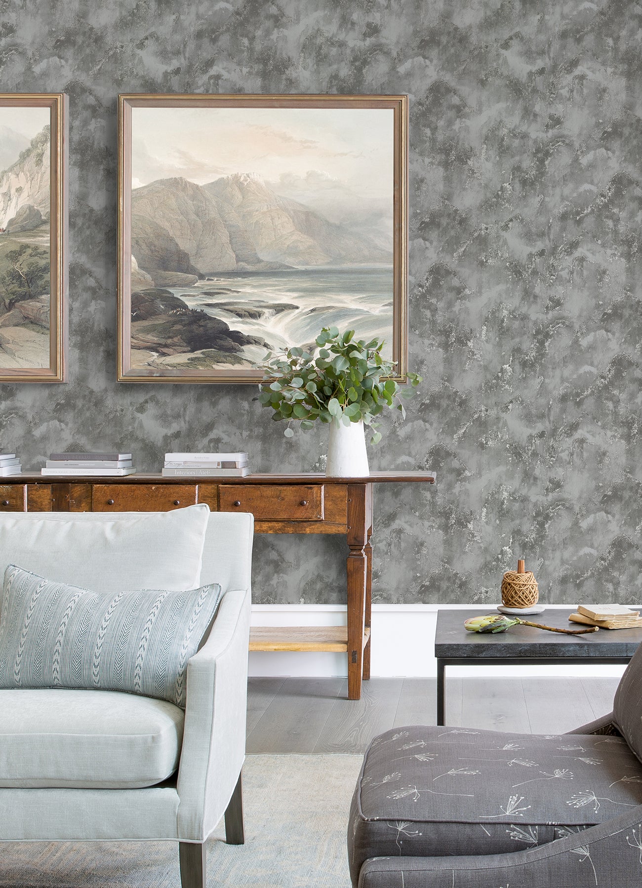 Search 4019-86477 Lustre Toula Silver Abstract Silver A-Street Prints Wallpaper