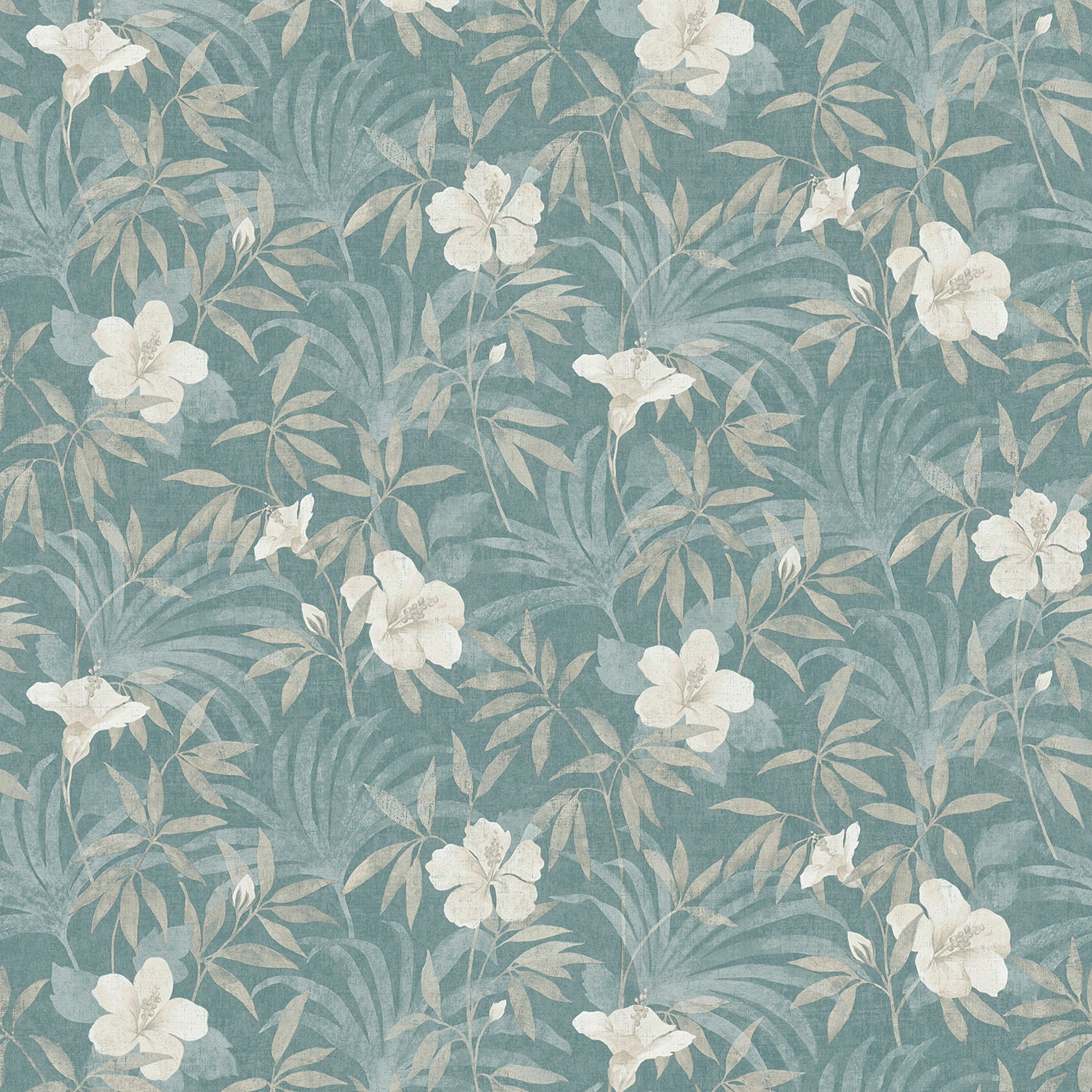 4044-38028-5 | Cuba, Malecon Aqua Floral Wallpaper Blue - Advantage