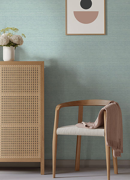 Purchase 4046-24282 A-Street Wallpaper, Agave Aqua Faux Grasscloth - Aura12
