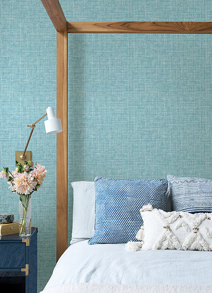 Purchase 4046-26352 A-Street Wallpaper, Emerson Aqua Linen - Aura12