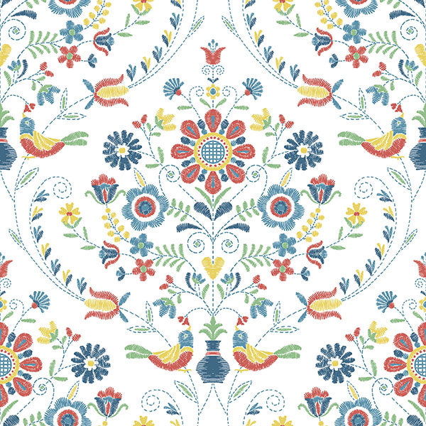 4066-26512 Hannah Britt Multicolor Embroidered Damask Wallpaper by A-Street Prints Wallpaper,4066-26512 Hannah Britt Multicolor Embroidered Damask Wallpaper by A-Street Prints Wallpaper2