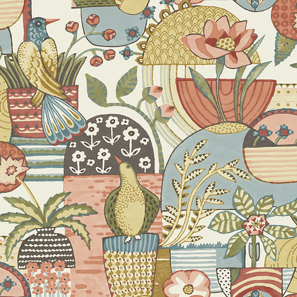 Purchase sample of 4066-26556 Hannah, Fika Mustard Blissful Birds & Blooms Mustard by A-Street Prints Wallpaper