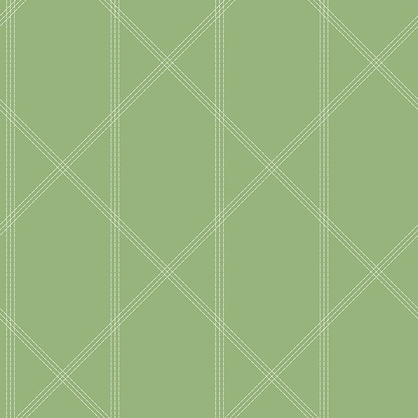 Purchase 4074-26605 A-Street Wallpaper, Walcott Light Green Stitched Trellis - Georgia