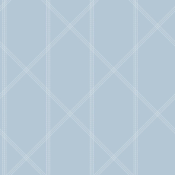 Purchase 4074-26607 A-Street Wallpaper, Walcott Light Blue Stitched Trellis - Georgia