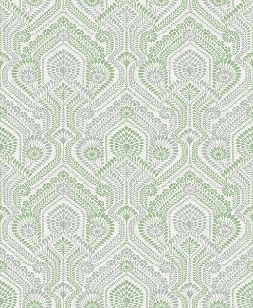 Purchase 4074-26614 A-Street Wallpaper, Fernback Green Ornate Botanical - Georgia