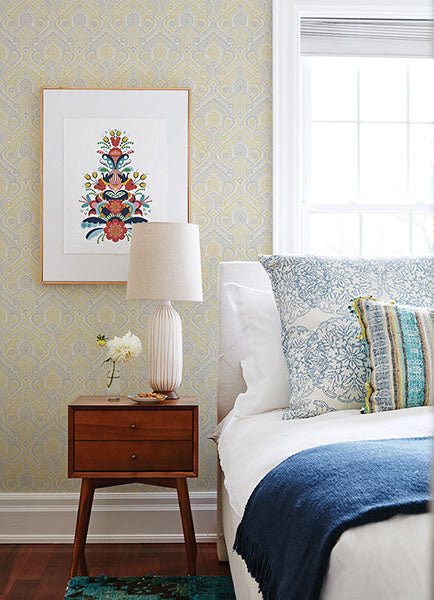 Purchase 4074-26615 A-Street Wallpaper, Fernback Yellow Ornate Botanical - Georgia12