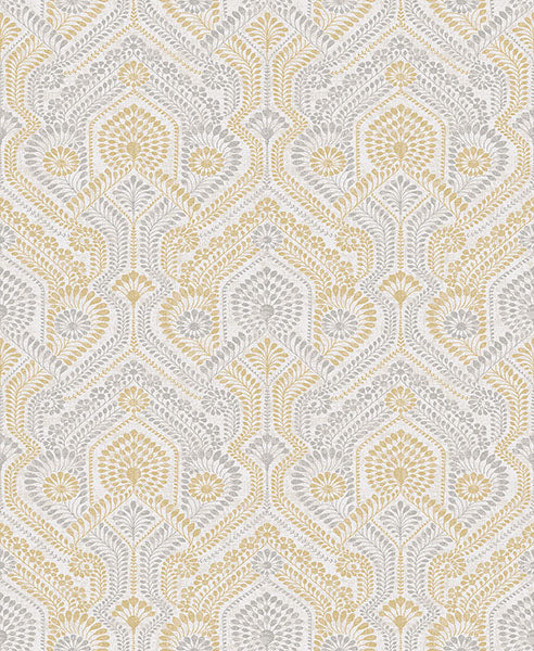 Purchase 4074-26615 A-Street Wallpaper, Fernback Yellow Ornate Botanical - Georgia