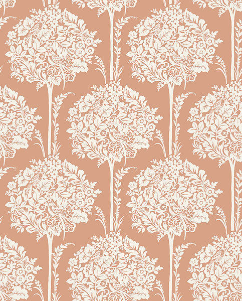 Purchase 4074-26624 A-Street Wallpaper, Zaria Apricot Topiary - Georgia