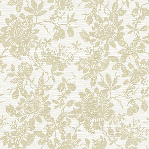 Purchase 4074-26632 A-Street Wallpaper, Helen Gold Floral Trail - Georgia