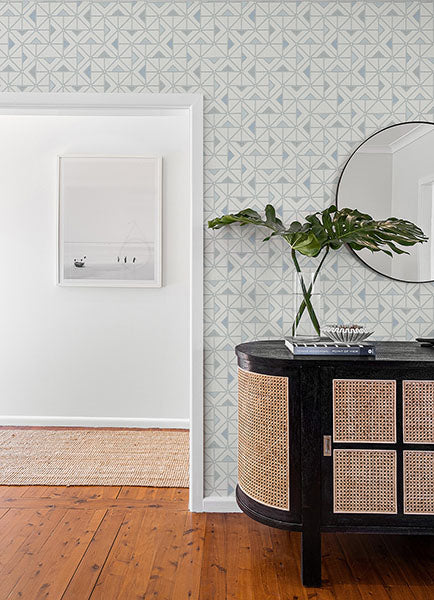 Purchase 4074-26635 A-Street Wallpaper, Jekyl Blue Triangles - Georgia12