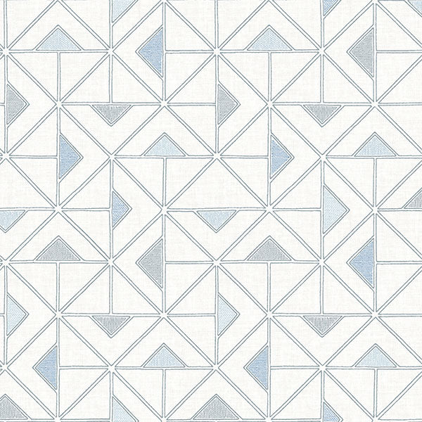 Purchase 4074-26635 A-Street Wallpaper, Jekyl Blue Triangles - Georgia