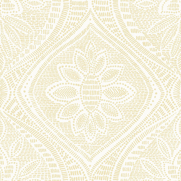 Purchase 4074-26638 A-Street Wallpaper, Scout Light Yellow Floral Ogee - Georgia