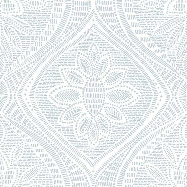 Purchase 4074-26642 A-Street Wallpaper, Scout Light Blue Floral Ogee - Georgia