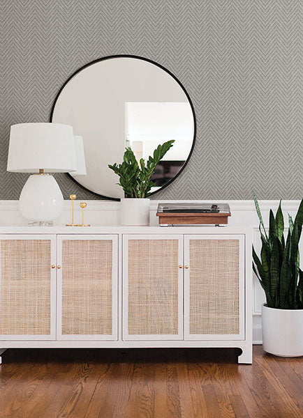 Purchase 4074-26650 A-Street Wallpaper, Glynn Grey Chevron - Georgia12