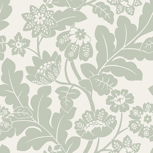 Purchase 4074-87378 A-Street Wallpaper, Augusta Silver Flock Damask - Georgia