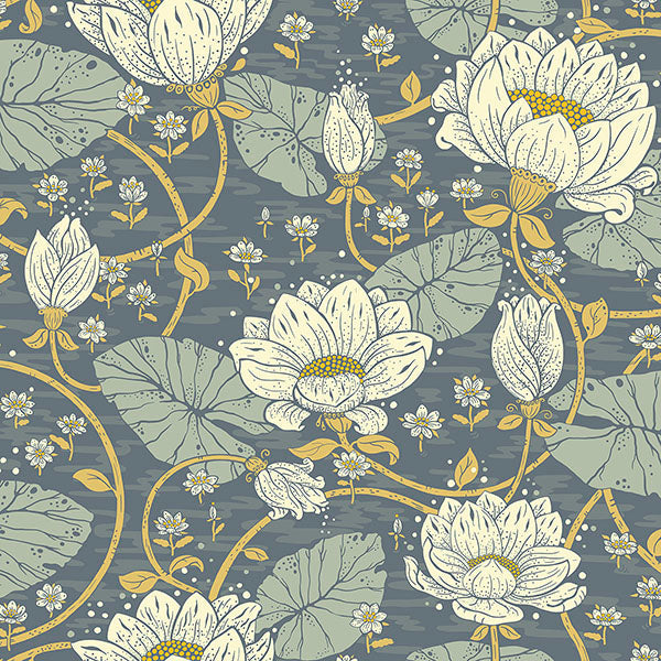 Purchase sample of 4080-83122 Ingrid, Eva Blue Lotus Dreams Indigo Maize by A-Street Prints Wallpaper
