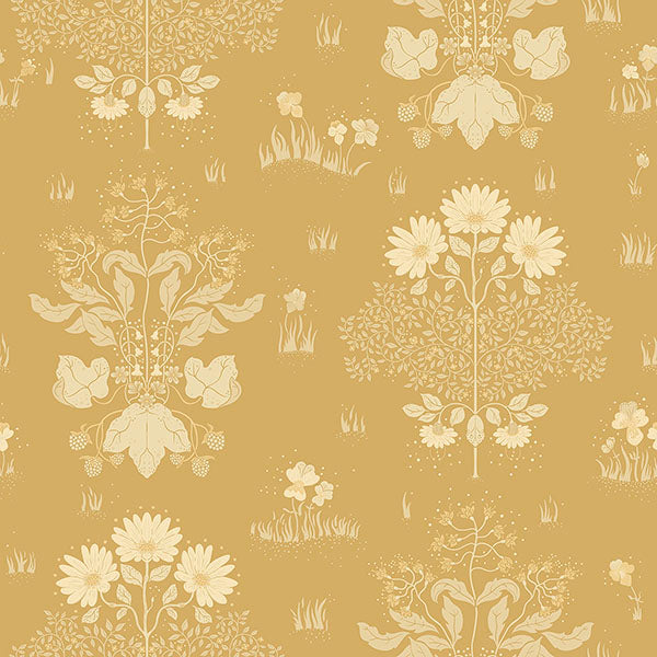 Purchase sample of 4080-83135 Ingrid, Elda Gold Delicate Daises Gold by A-Street Prints Wallpaper