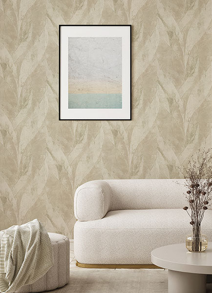 Purchase 4096-520033 Advantage Wallpaper, Blake Light Grey Leaf - Concrete1