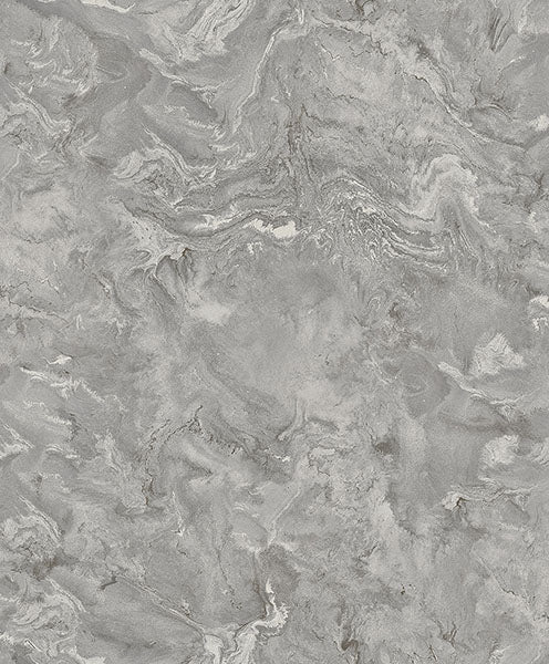 Purchase 4105-86618 A-Street Wallpaper, Meness Grey Metallic Marbling - Lumina