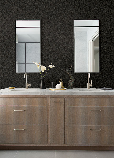 Purchase 4105-86635 A-Street Wallpaper, Bulan Black Abstract Lines - Lumina12