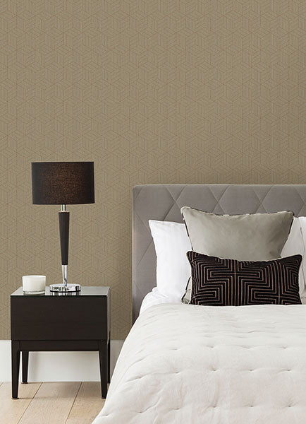 Purchase 4105-86642 A-Street Wallpaper, Izarra Copper Geometric Block - Lumina12