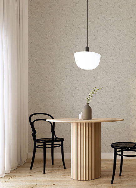 Purchase 4105-86651 A-Street Wallpaper, Mahina Silver Floral Vine - Lumina12