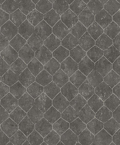 Purchase 4105-86654 A-Street Wallpaper, Rauta Pewter Hexagon Tile - Lumina