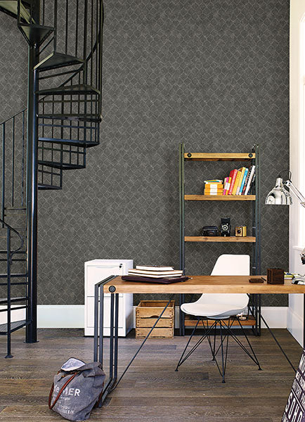Purchase 4105-86654 A-Street Wallpaper, Rauta Pewter Hexagon Tile - Lumina12