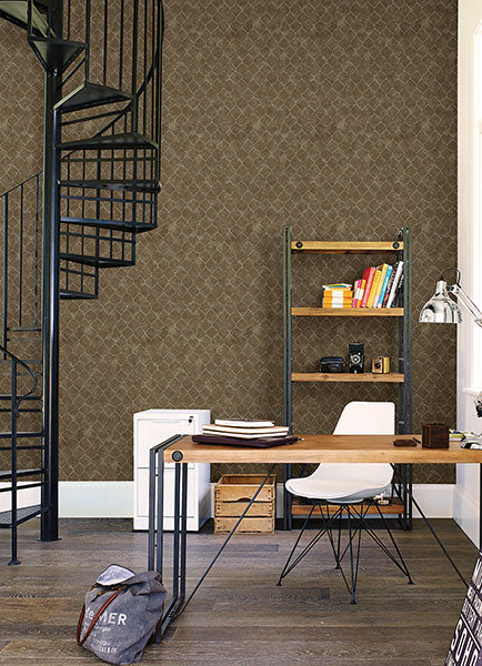 Purchase 4105-86655 A-Street Wallpaper, Rauta Brass Hexagon Tile - Lumina12